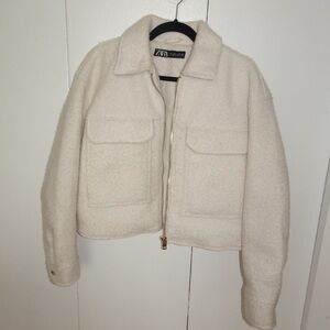 Zara Women's Off-White Teddy Jacket